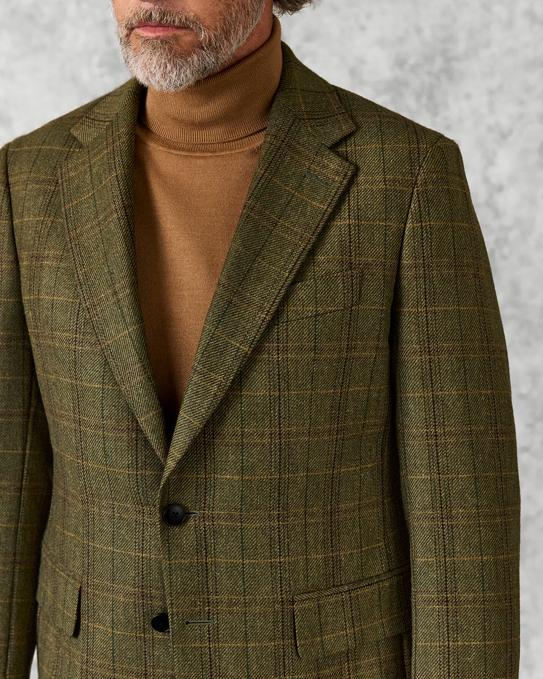 Fearnan Saxony Wool Green Glen Plaid Blazer