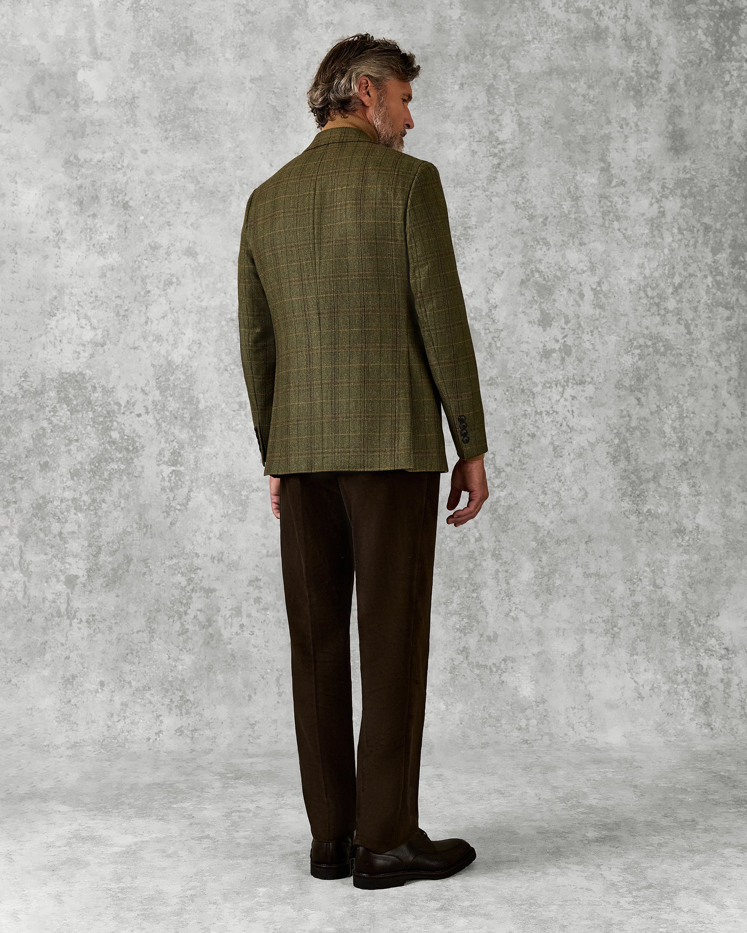 Fearnan Saxony Wool Green Glen Plaid Blazer