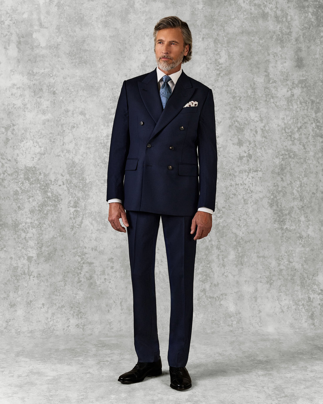 Doughty Double Breasted Wool Twill Suit Navy