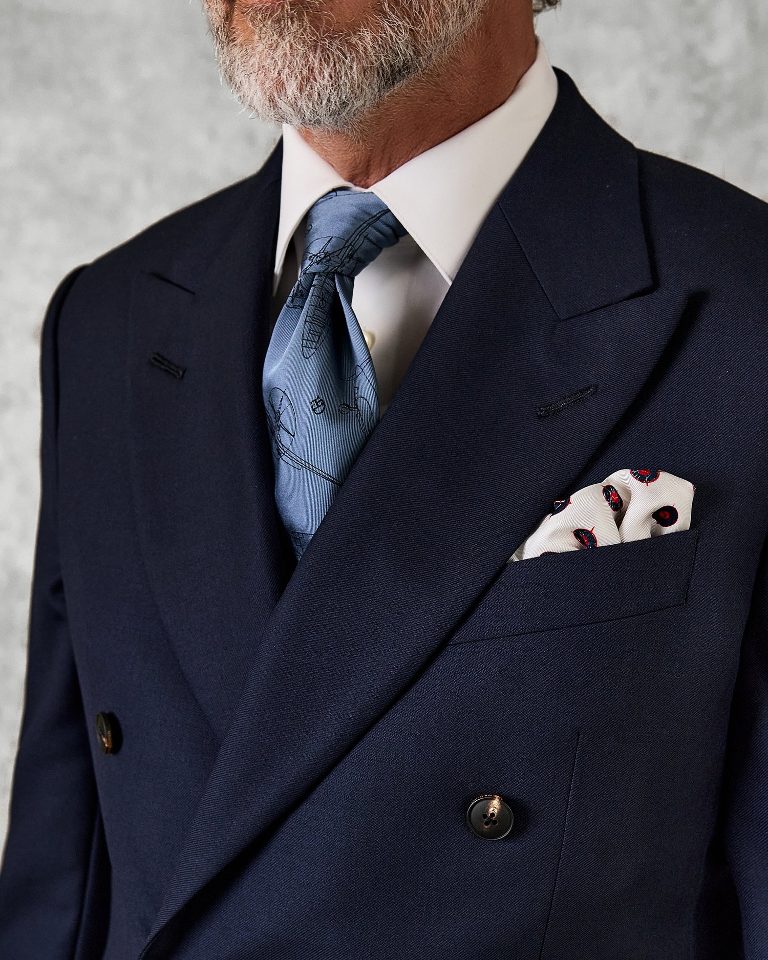 Doughty Double Breasted Wool Twill Suit Jacket Navy