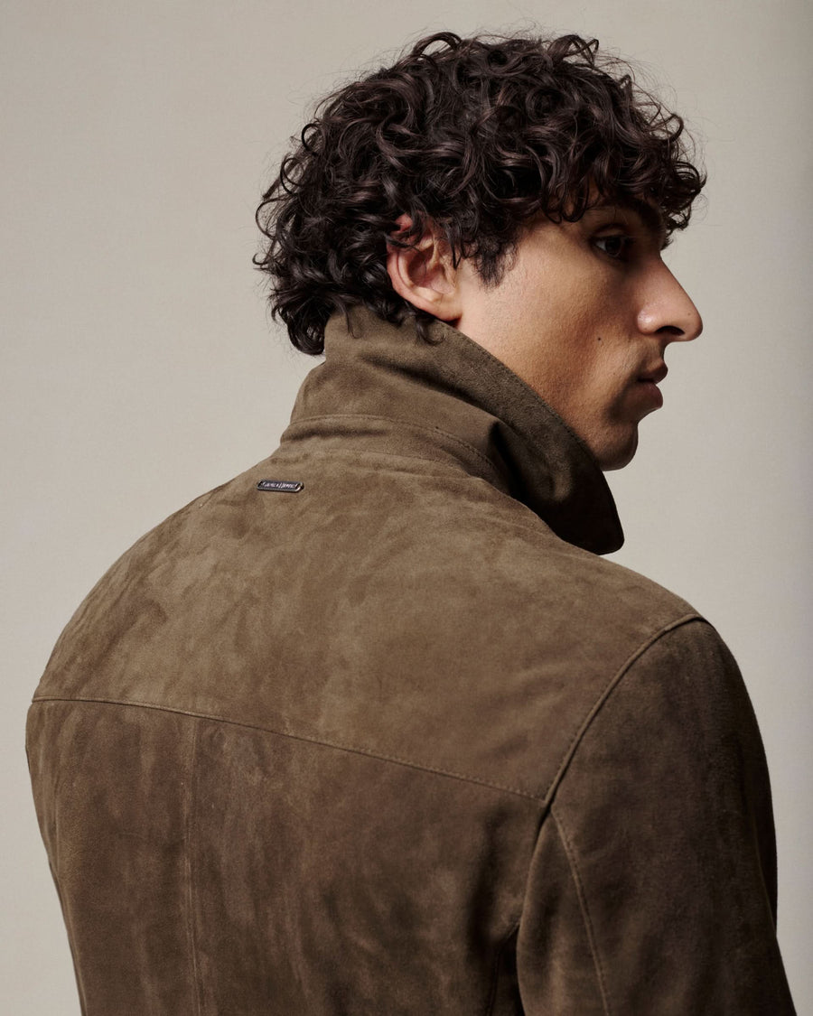 Fadden Suede Bomber Jacket Green