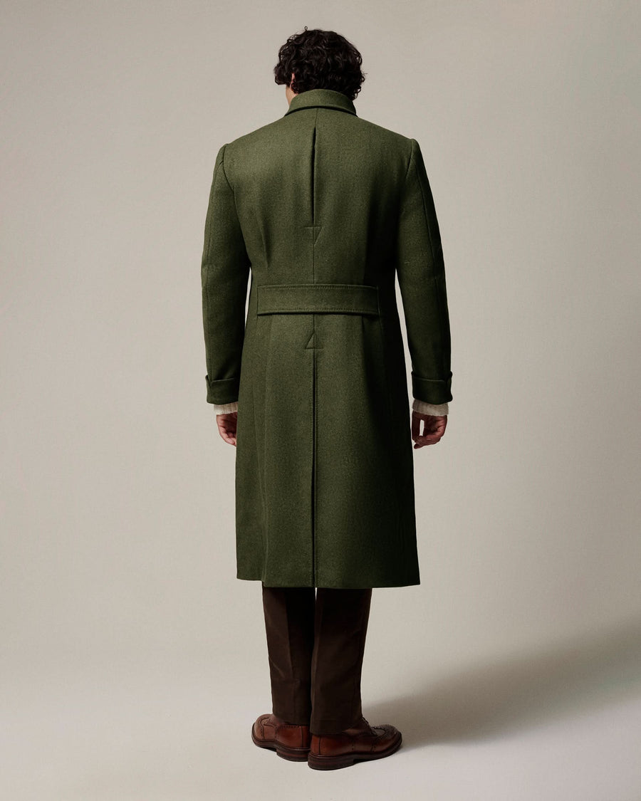 Cain Double Breasted Wool Great Coat Green