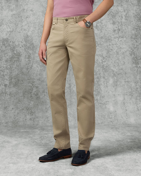Frederick Cotton Stretch 5 Pocket Trouser Stone