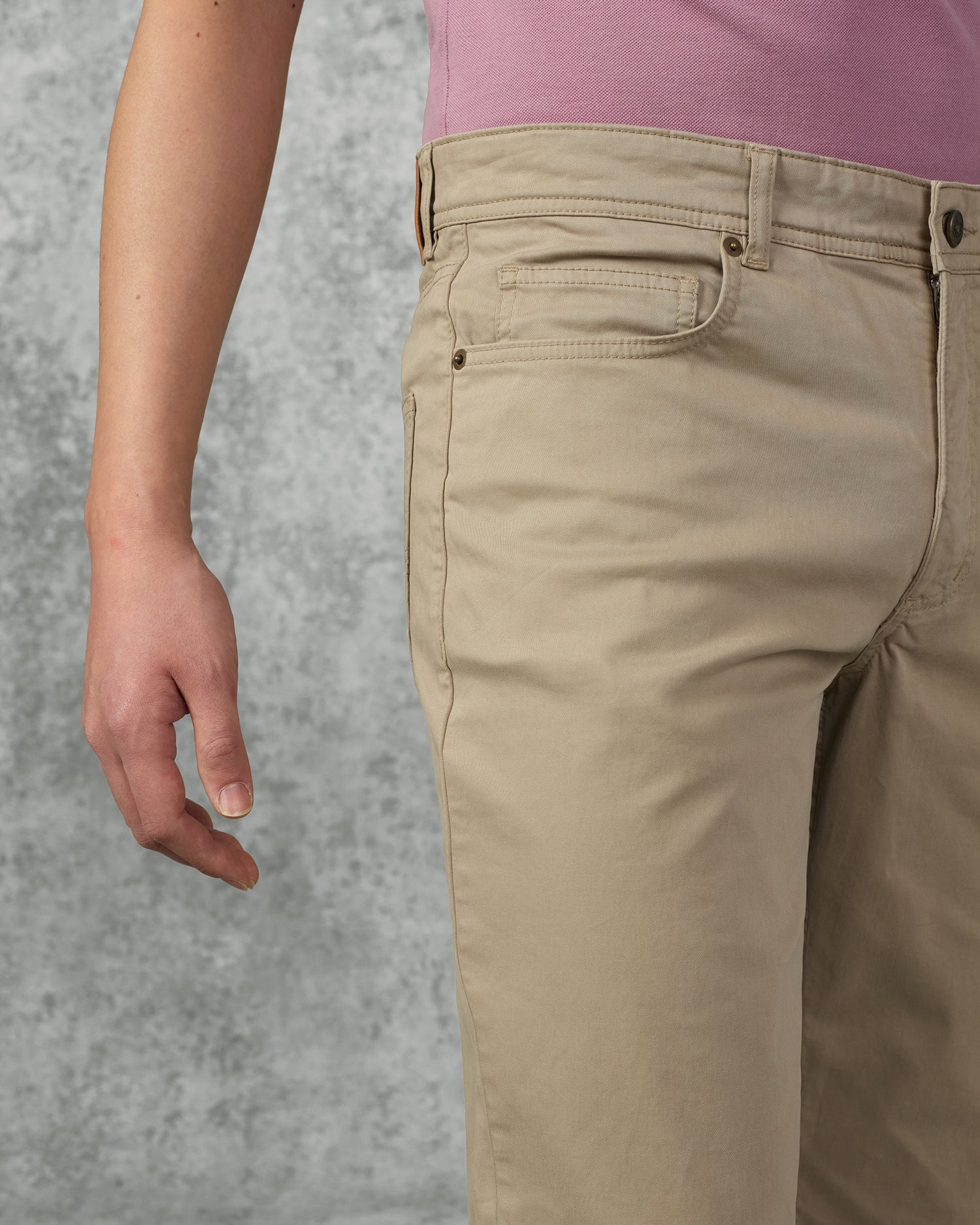 Frederick Cotton &amp; Elastane 5 Pocket Trouser Stone