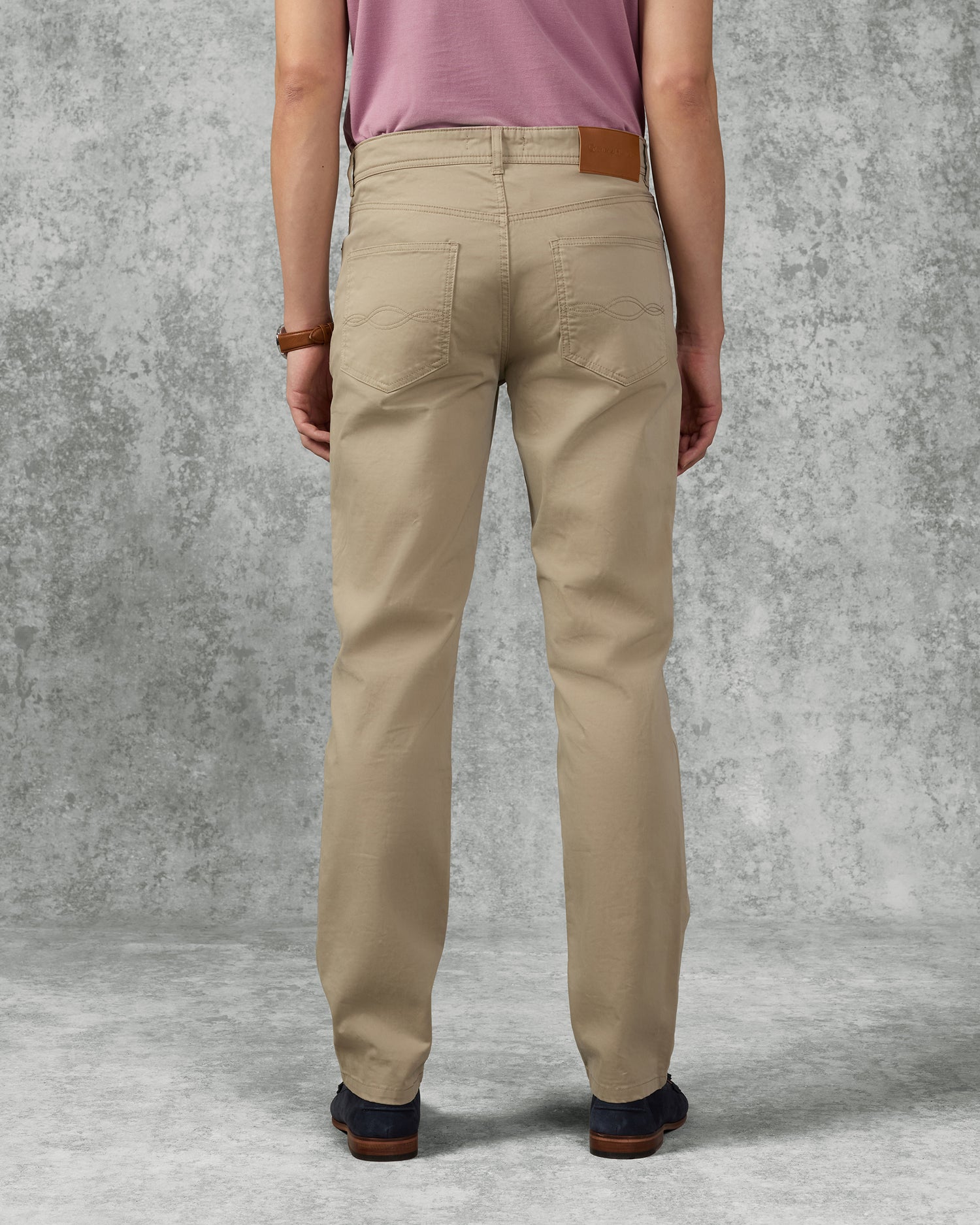 Frederick Cotton &amp; Elastane 5 Pocket Trouser Stone