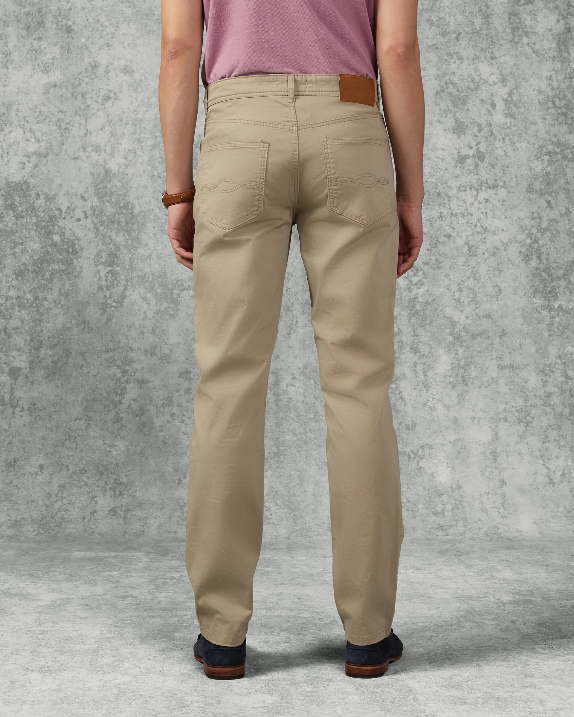 Frederick Cotton &amp; Elastane 5 Pocket Trouser Stone