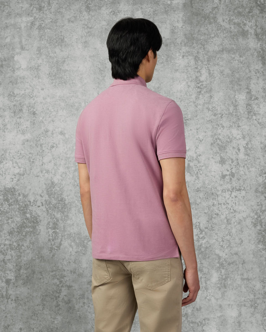 Martin Cotton & Silk Jersey Polo Shirt Mauve