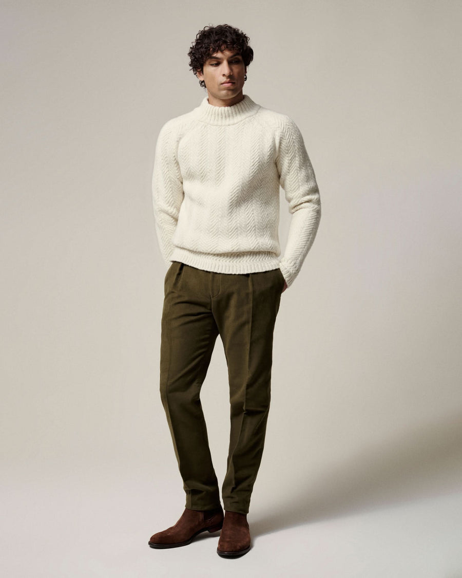 Adams Melange Lambswool Funnel Neck Jumper White
