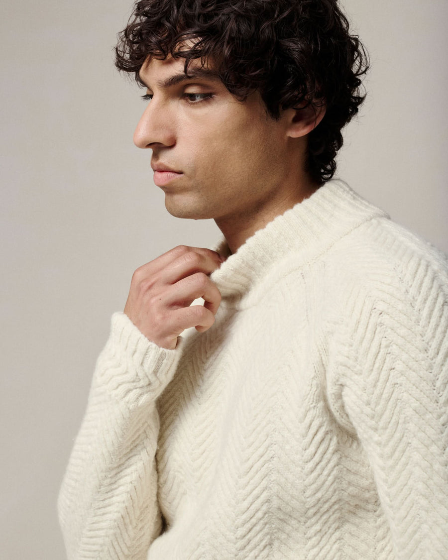 Adams Melange Lambswool Funnel Neck Jumper White