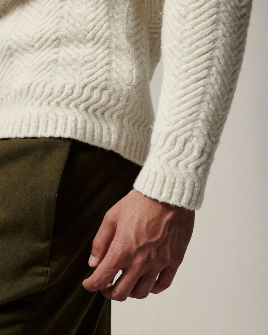 Adams Melange Lambswool Funnel Neck Jumper White