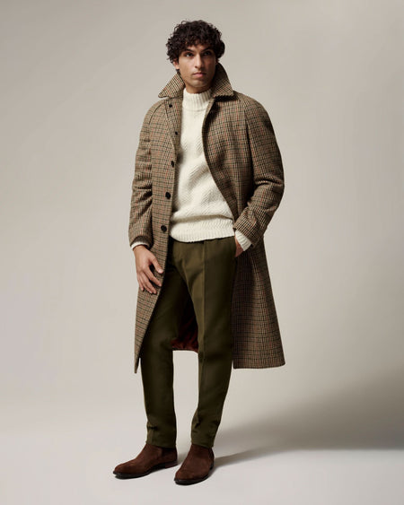 Tay Shepard Check Cheviot Wool Raglan Coat