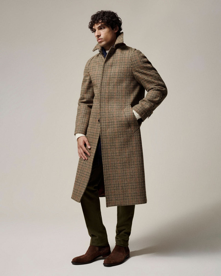 Tay Shepard Check Cheviot Wool Raglan Coat