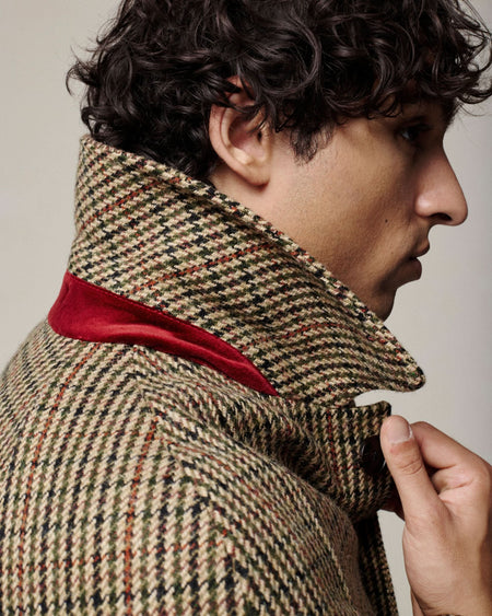 Tay Shepard Check Cheviot Wool Raglan Coat