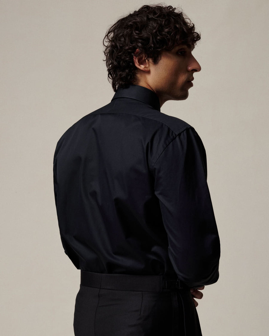 Whitton Single Cuff Cotton Dress Shirt Black