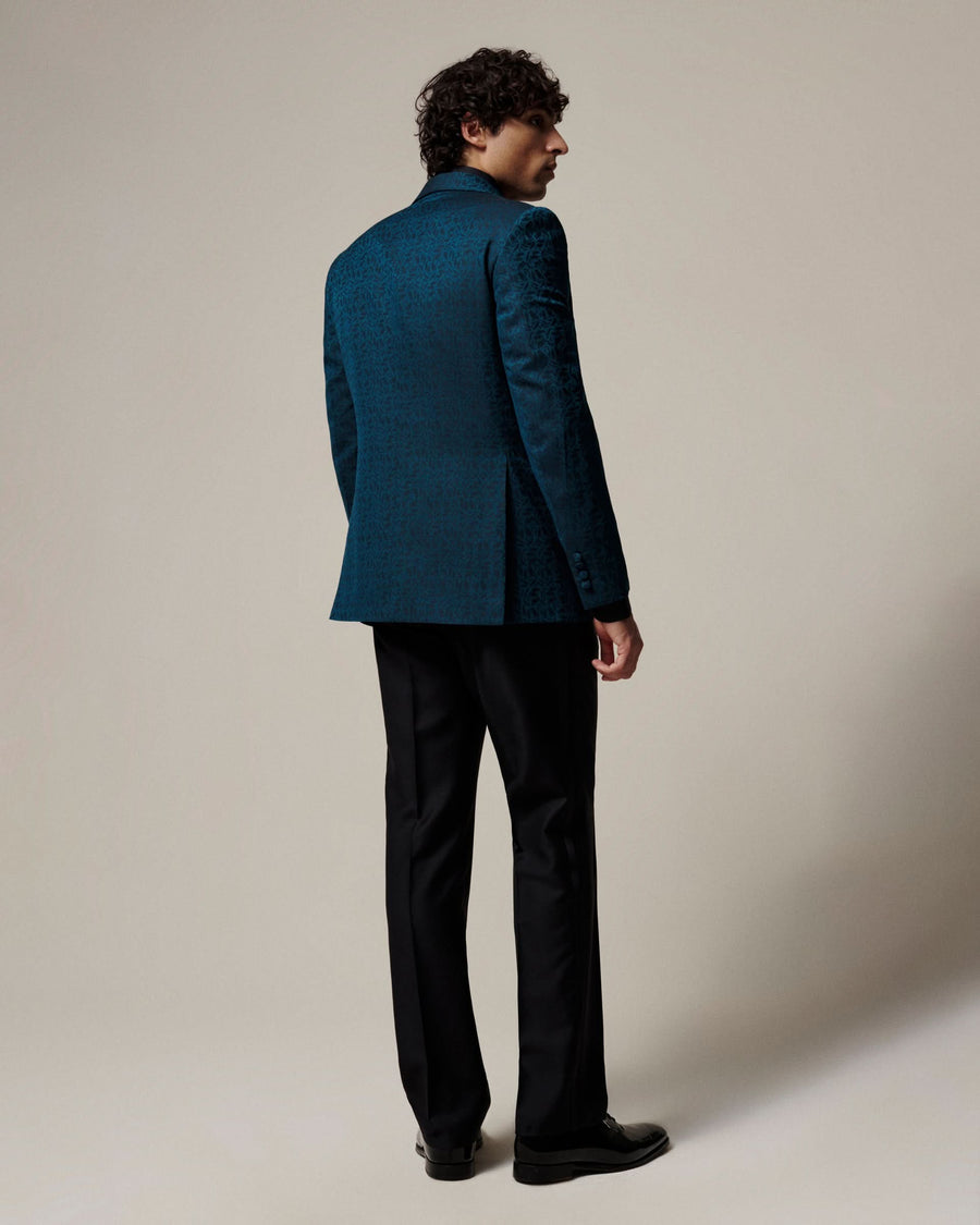Vincent Wool & Linen Portsmouth Man Jacquard Dress Jacket Teal
