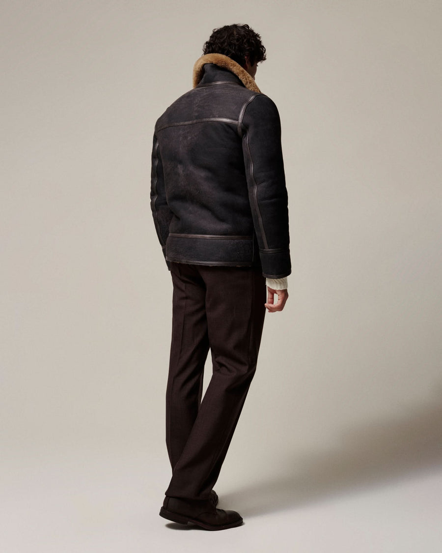 Gregor Shearling Bomber Jacket Dark Brown