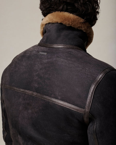 Gregor Shearling Bomber Jacket Dark Brown