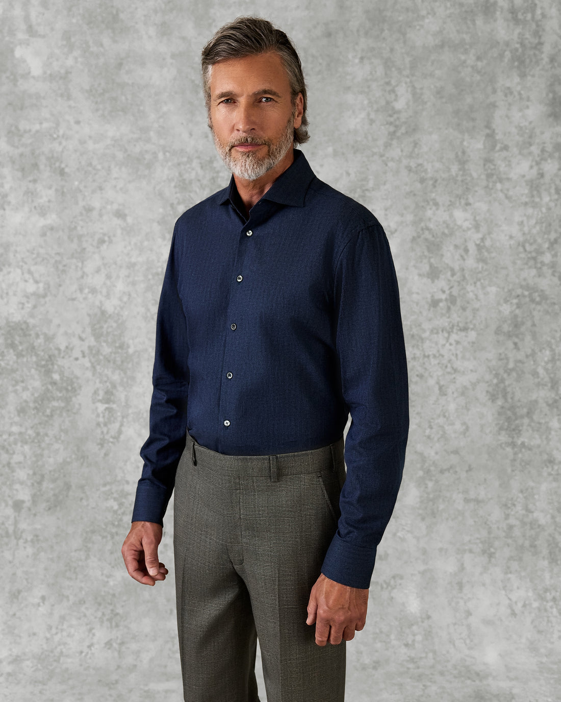 Day Herringbone Down Navy Shirt
