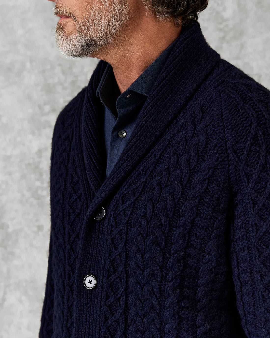 Crompton Cable Knit Cardigan Navy