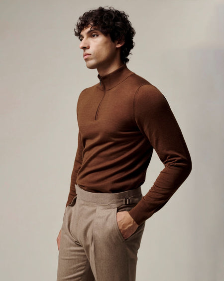 Hamilton Merino Wool Silk Cashmere Quarter Zip Jumper