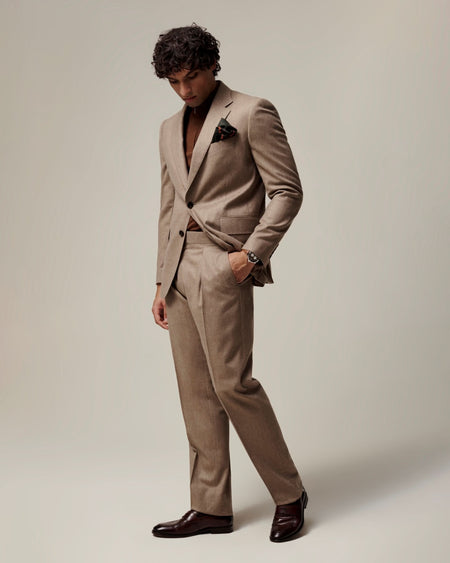 Daniels Flannel Virgin Wool Suit Oatmeal