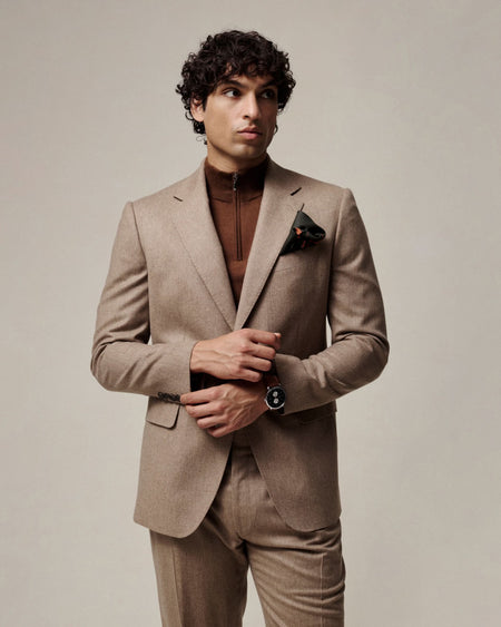 Daniels Flannel Virgin Wool Suit Jacket Oatmeal