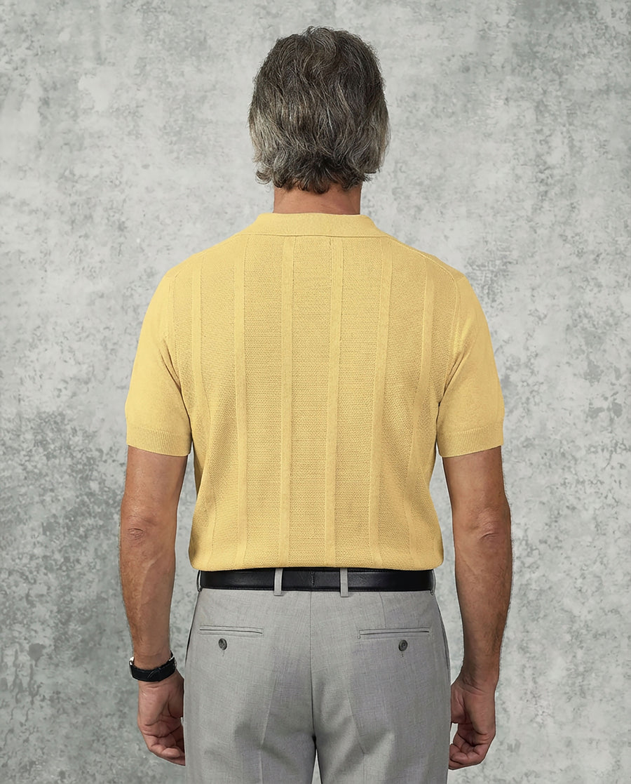 Elliott Merino Wool Silk & Cashmere Knit Polo Yellow
