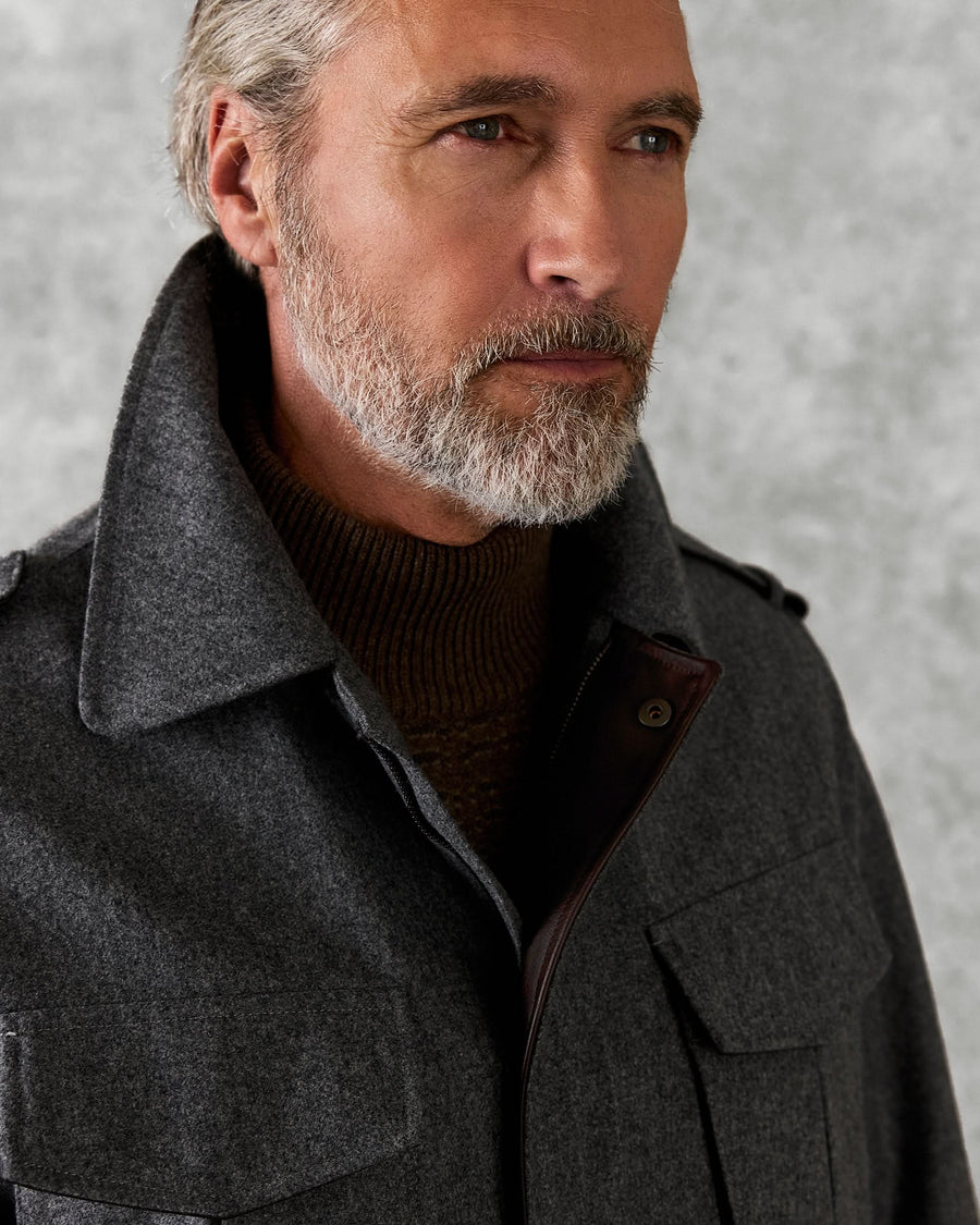 Lander Field Jacket Gray Flannel With Membrane