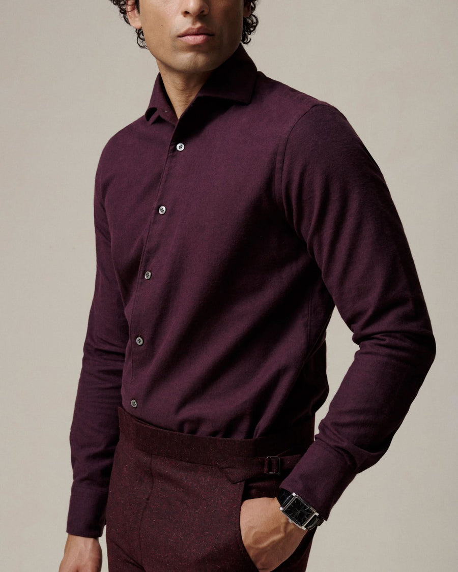 Keggies Brushed Twill Cotton Shirt Burgundy