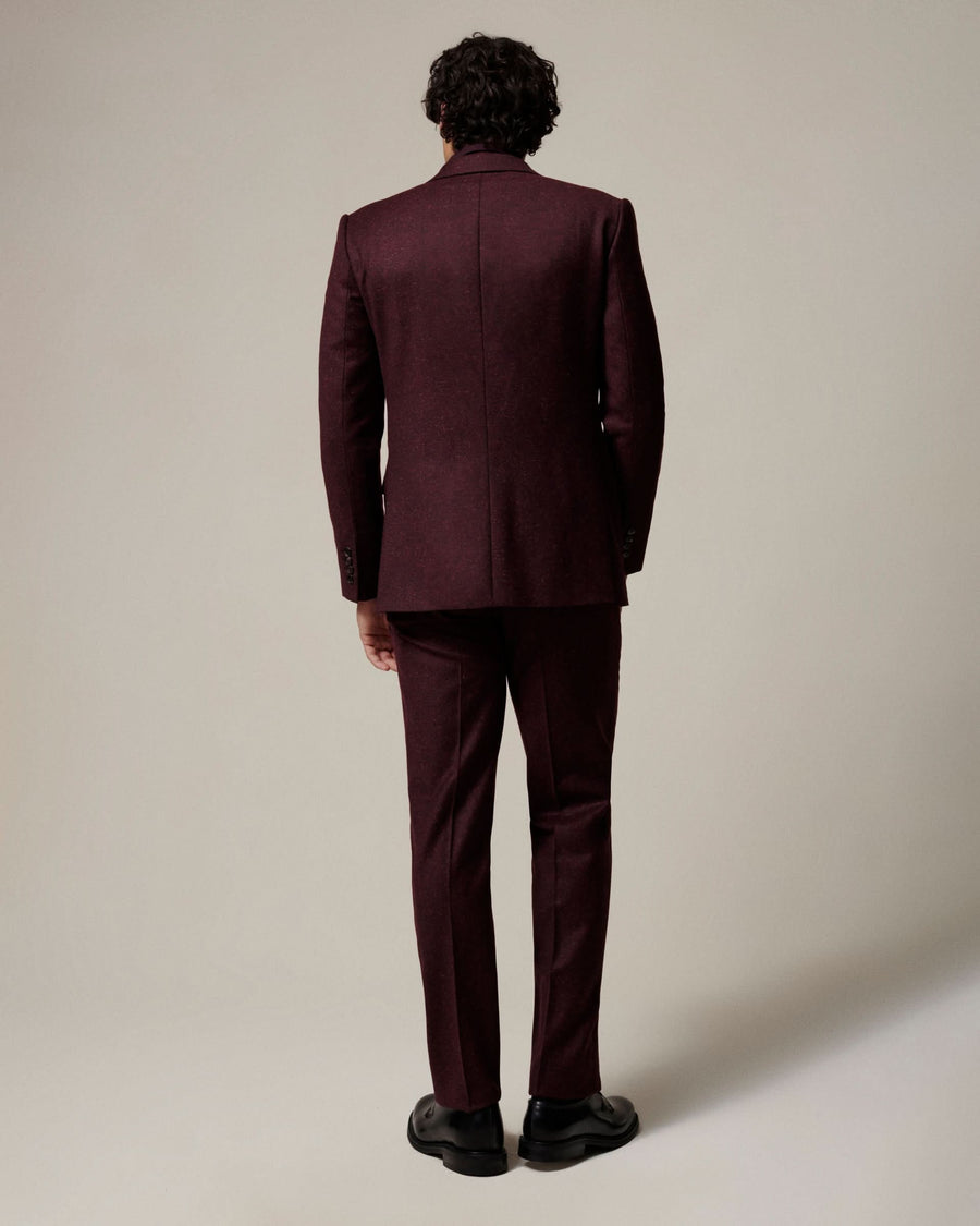 Donell Donegal Wool Silk & Nylon Suit Jacket Burgundy