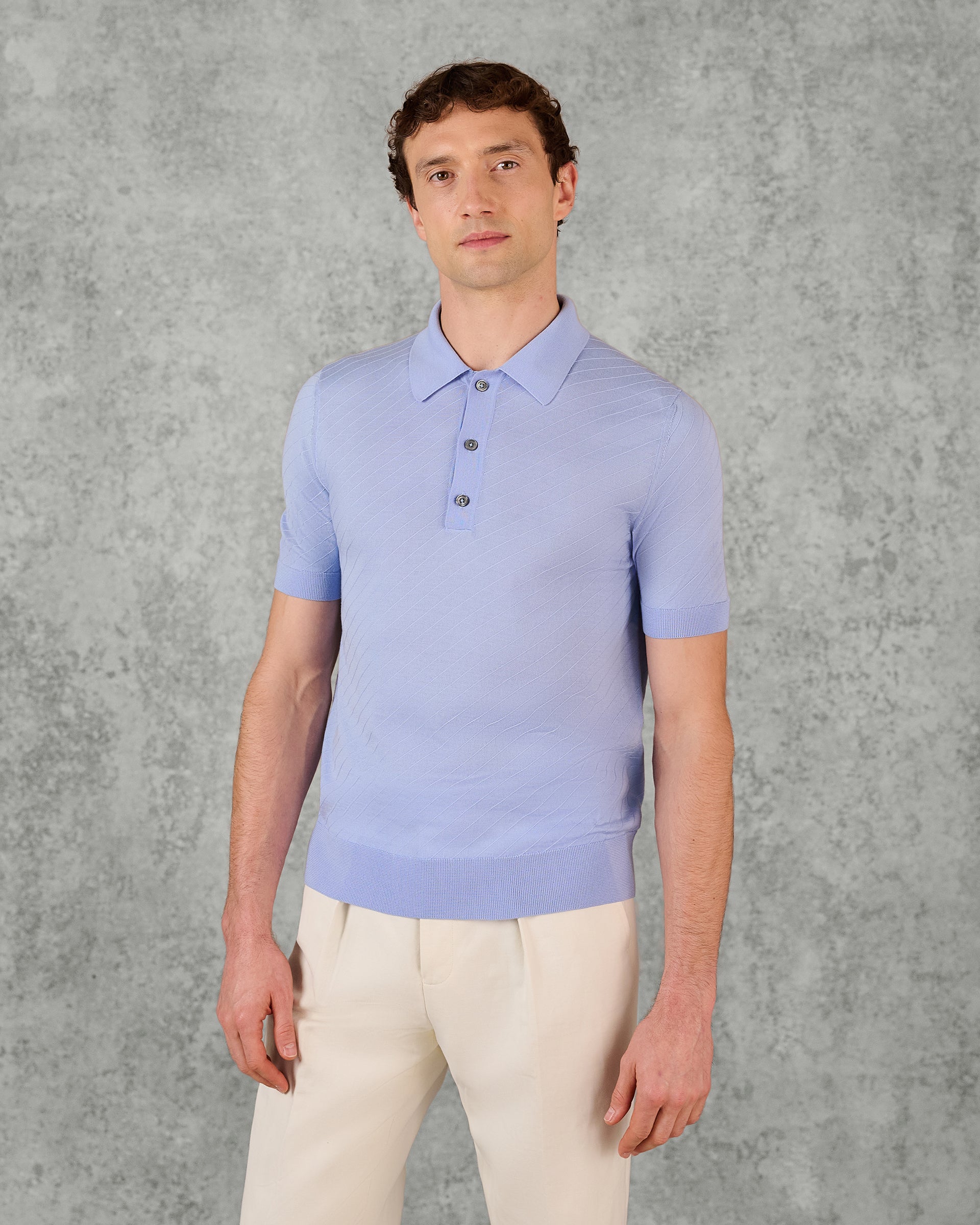 Noel Merino Wool Textured Polo Shirt