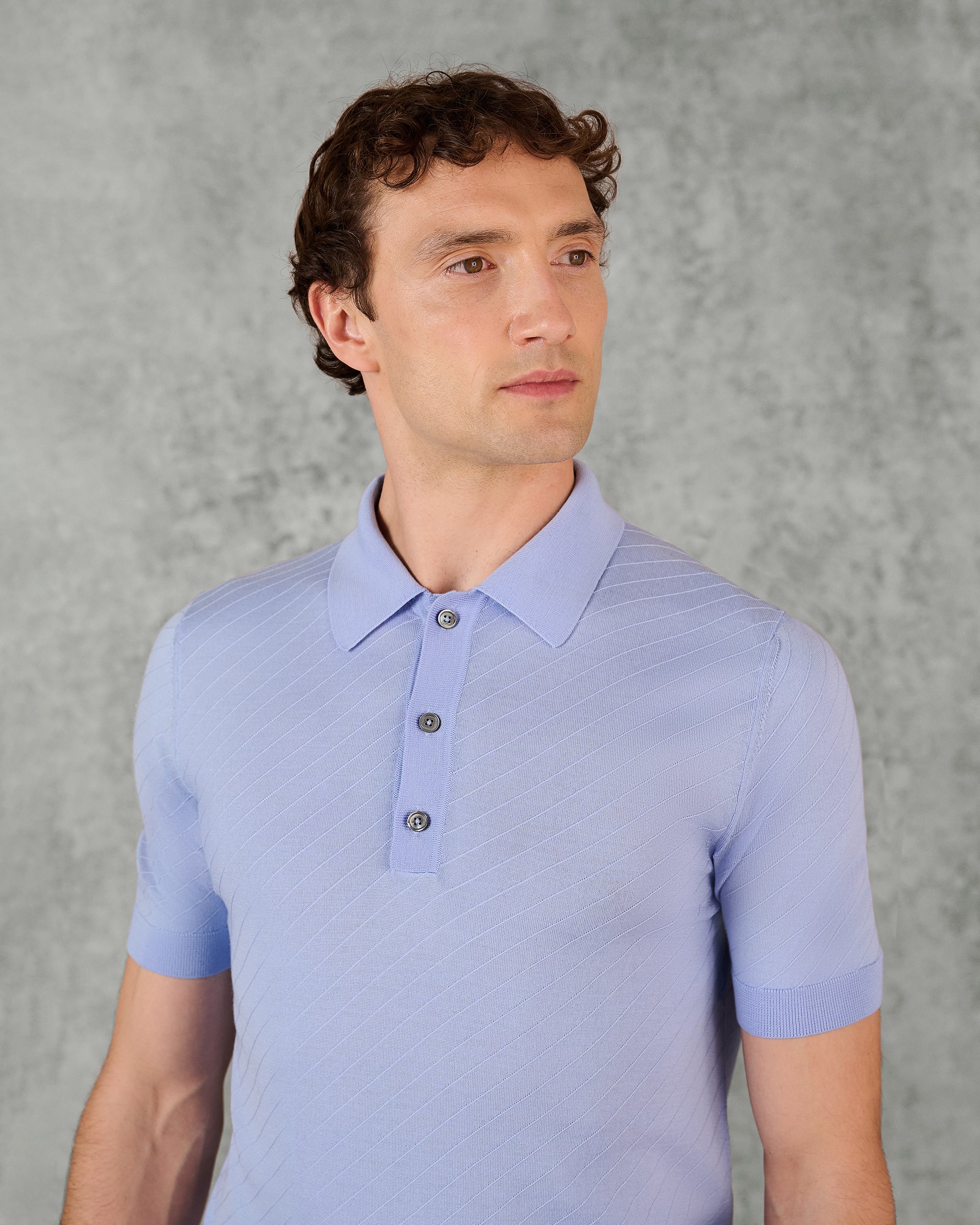 Noel Merino Wool Textured Polo Shirt