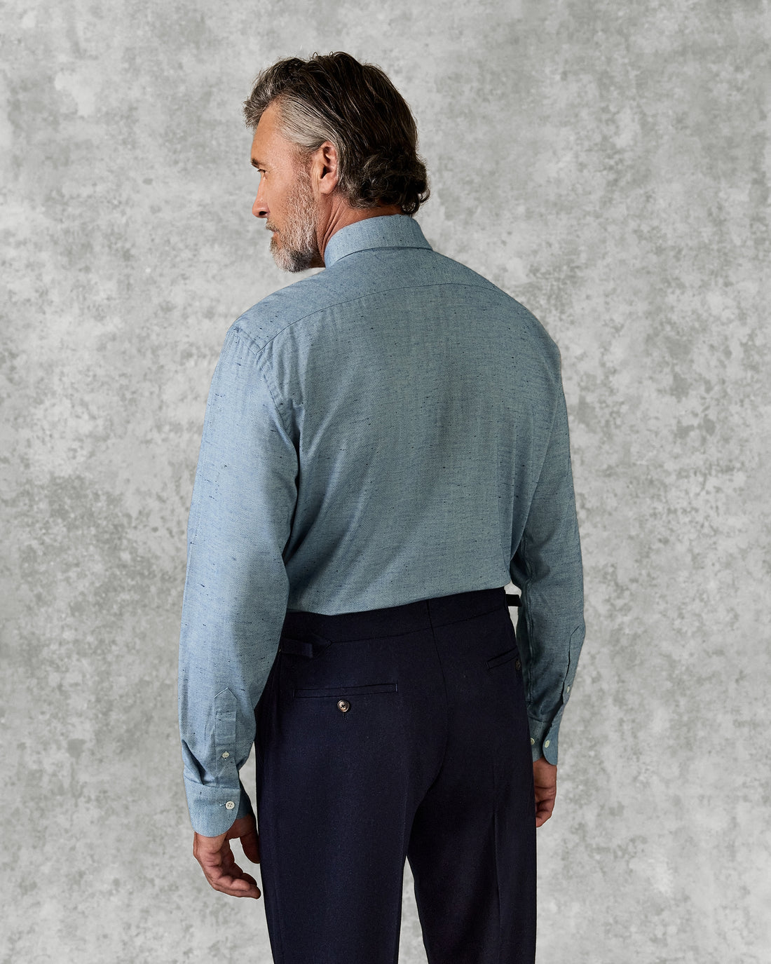 Swain Light Blue Spread Herringbone Shirt