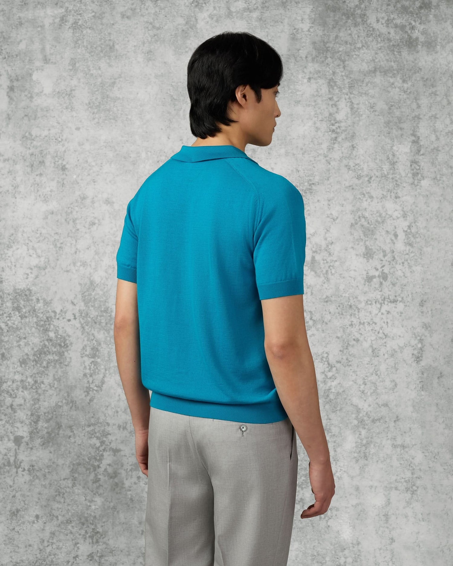 Elliott Merino Wool Silk &amp; Cashmere Knit Polo Teal