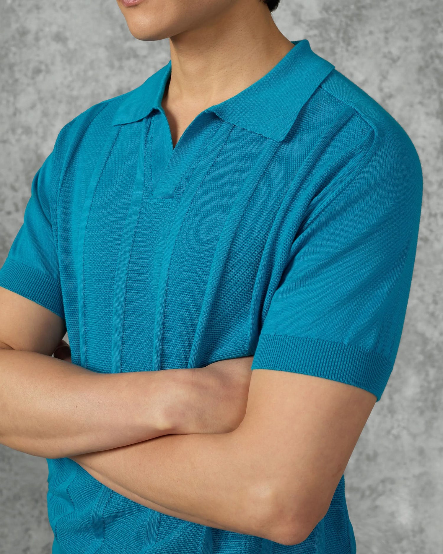 Elliott Merino Wool Silk &amp; Cashmere Knit Polo Teal