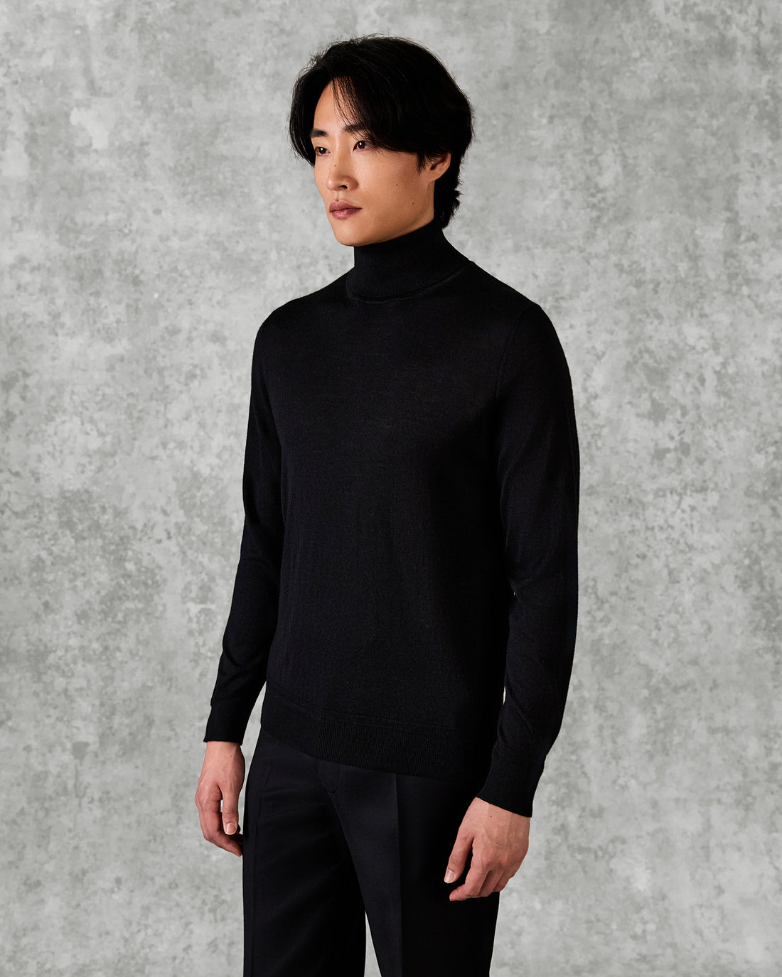 Osborne Merino Wool Roll Neck Knit Black