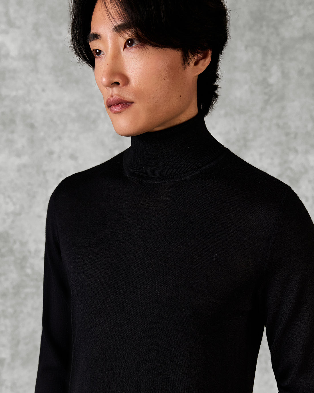 Osborne Merino Wool Roll Neck Knit Black