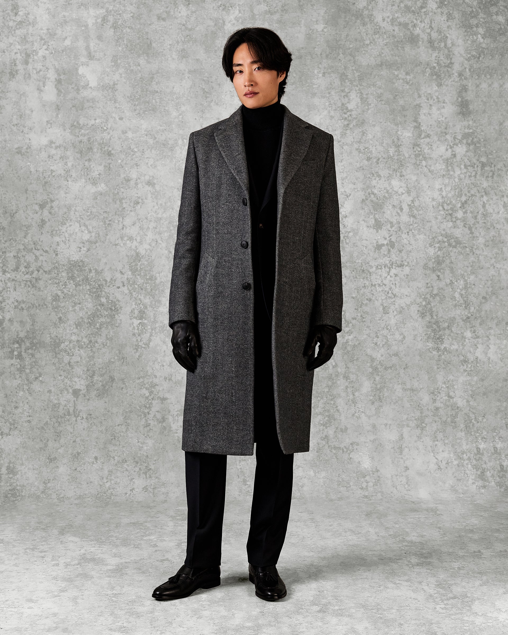 Hovell Herringbone Top Coat Grey