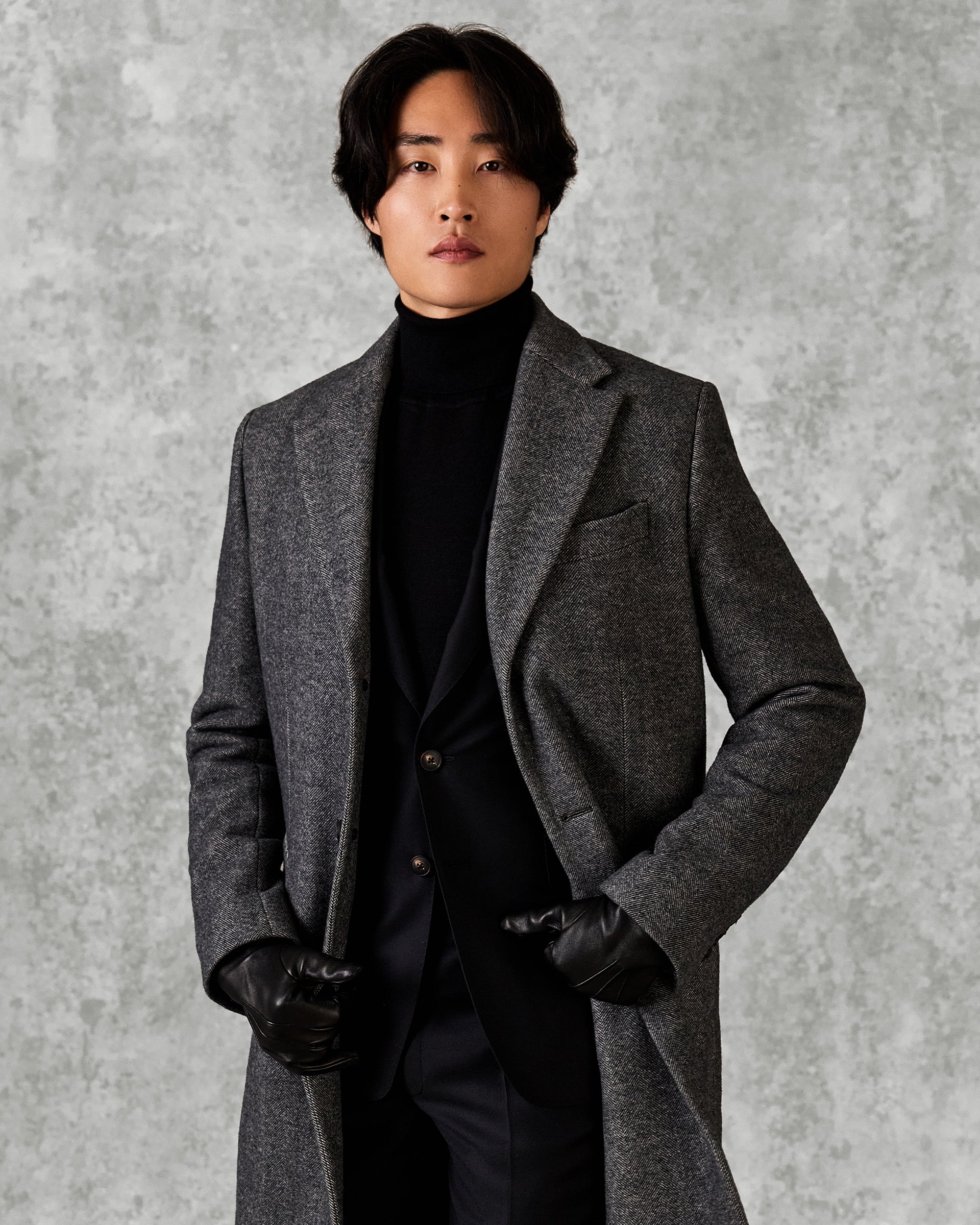 Hovell Herringbone Top Coat Grey