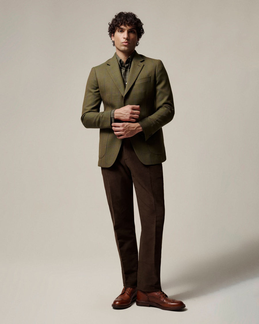 Fincastle Windowpane Wool Blazer Green