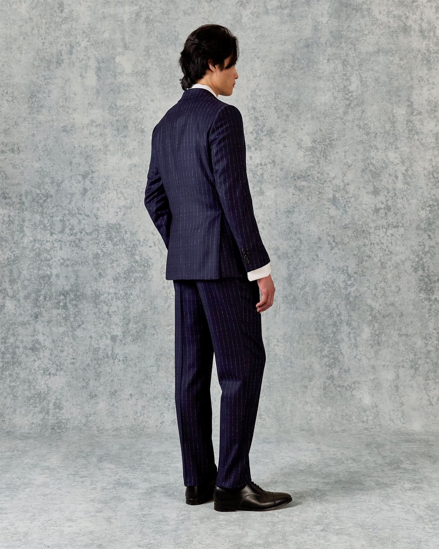 Churchill Single Breasted Suit Navy Morse Code Flannel