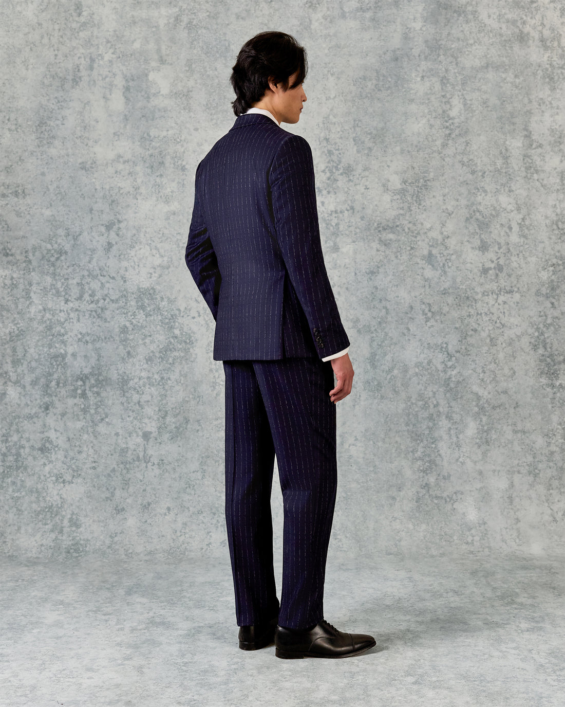 Churchill Single Breasted Suit Navy Morse Code Flannel