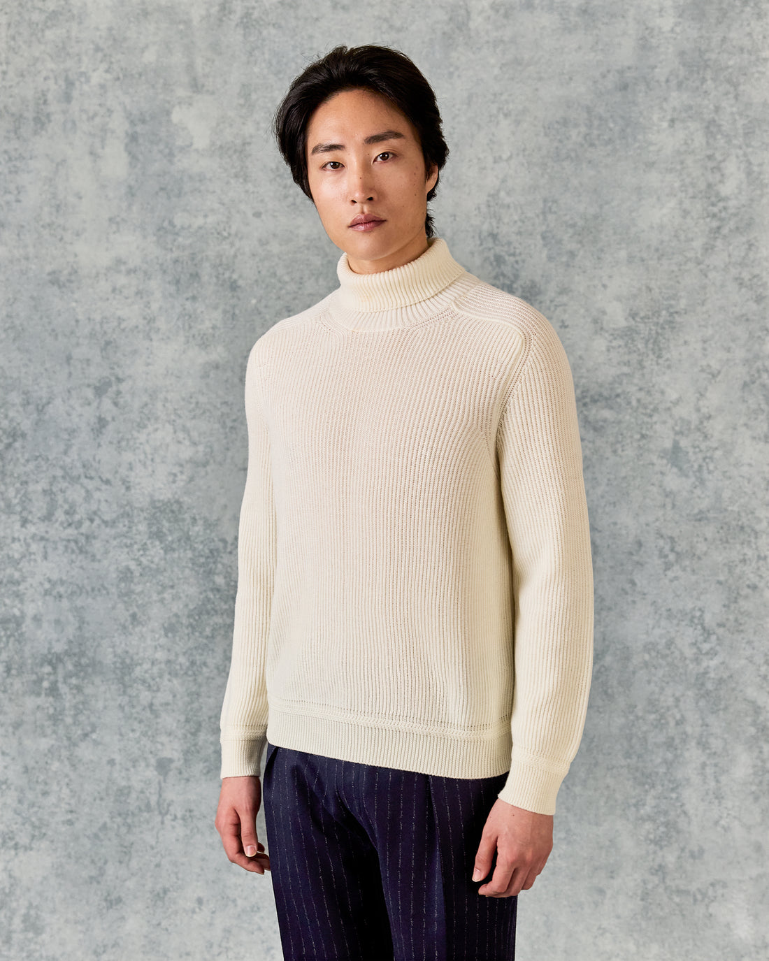 Denison Chunky Knit Roll Neck Ecru