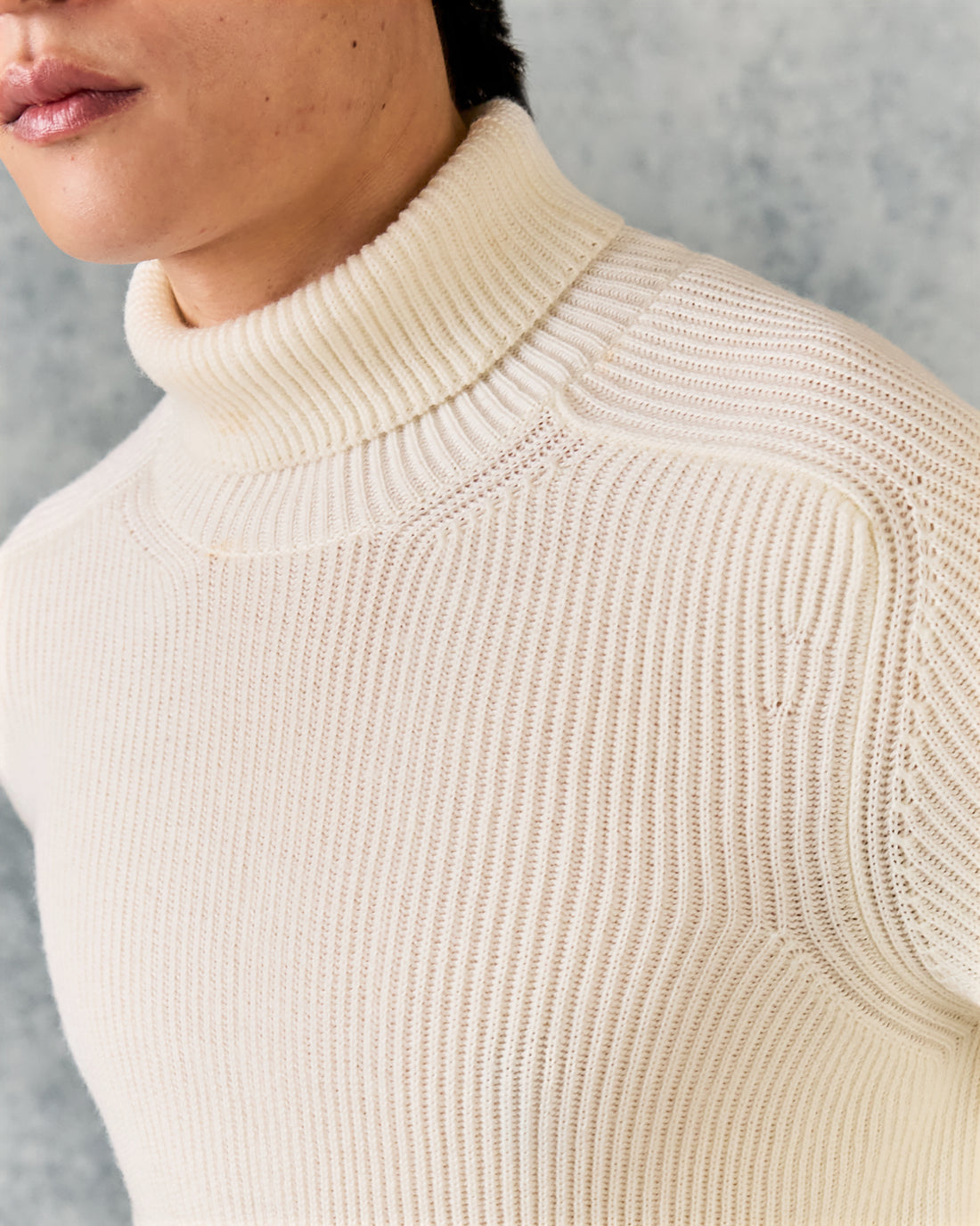 Denison Chunky Knit Roll Neck Ecru