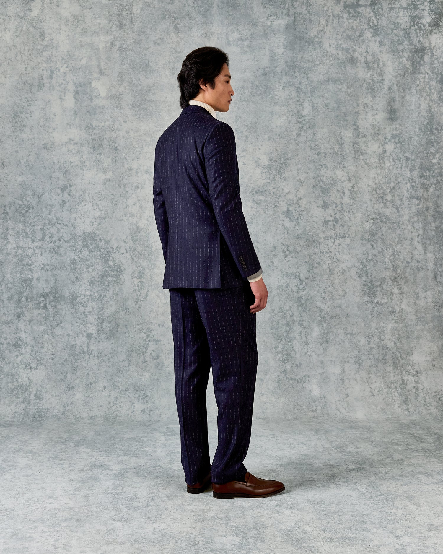 Churchill Suit Double Breasted Jacket Navy Morse Code Flannel