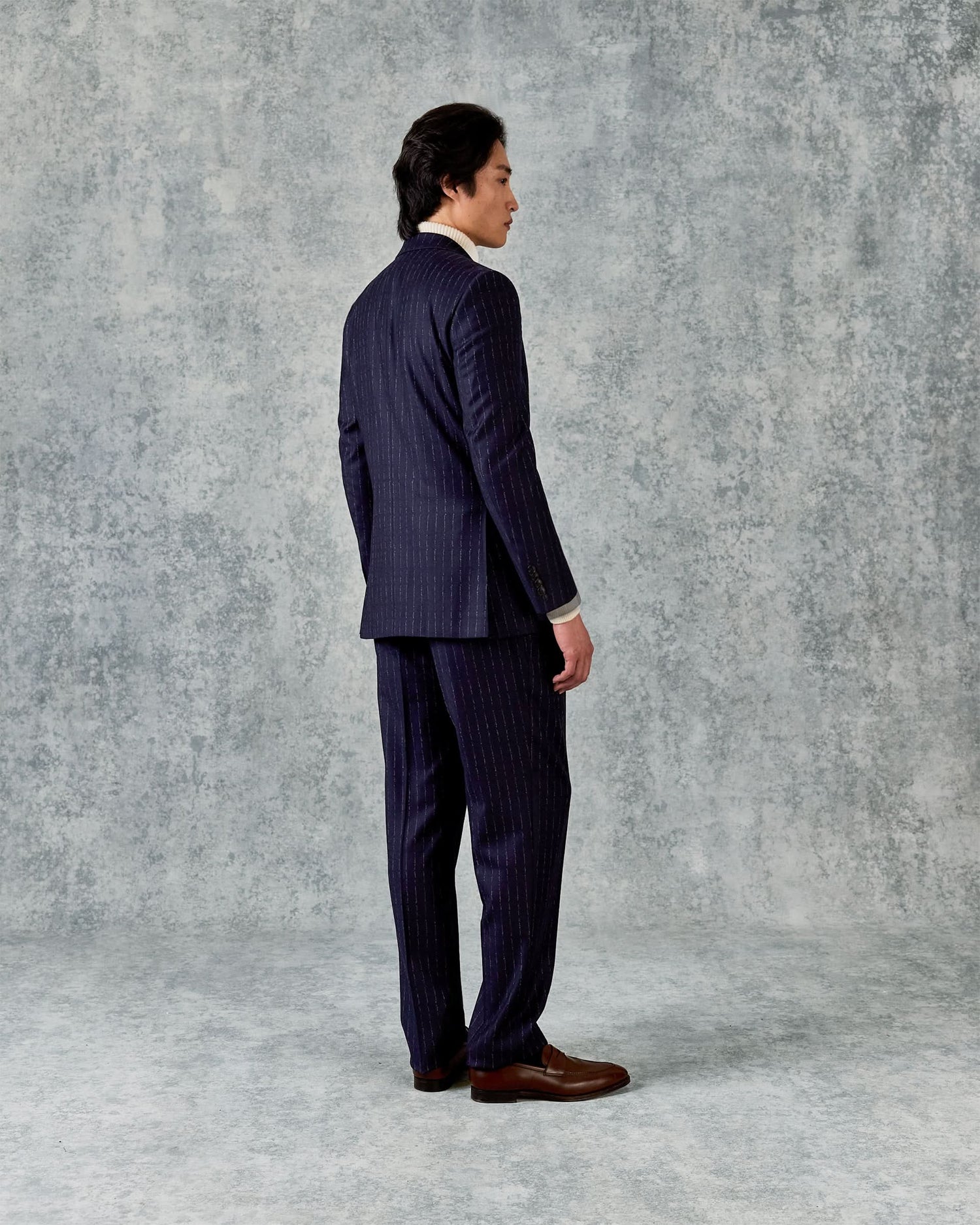 Churchill Double Breasted Suit Navy Morse Code Flannel