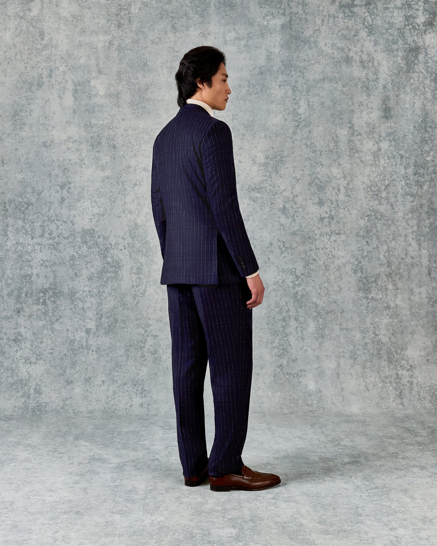 Churchill Suit Double Breasted Jacket Navy Morse Code Flannel