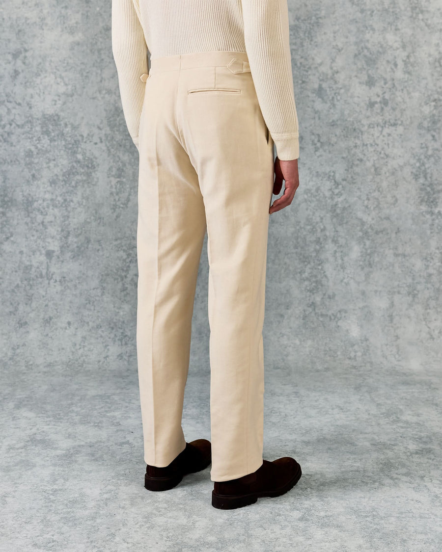 Hayter Pleated Trouser Moleskin White
