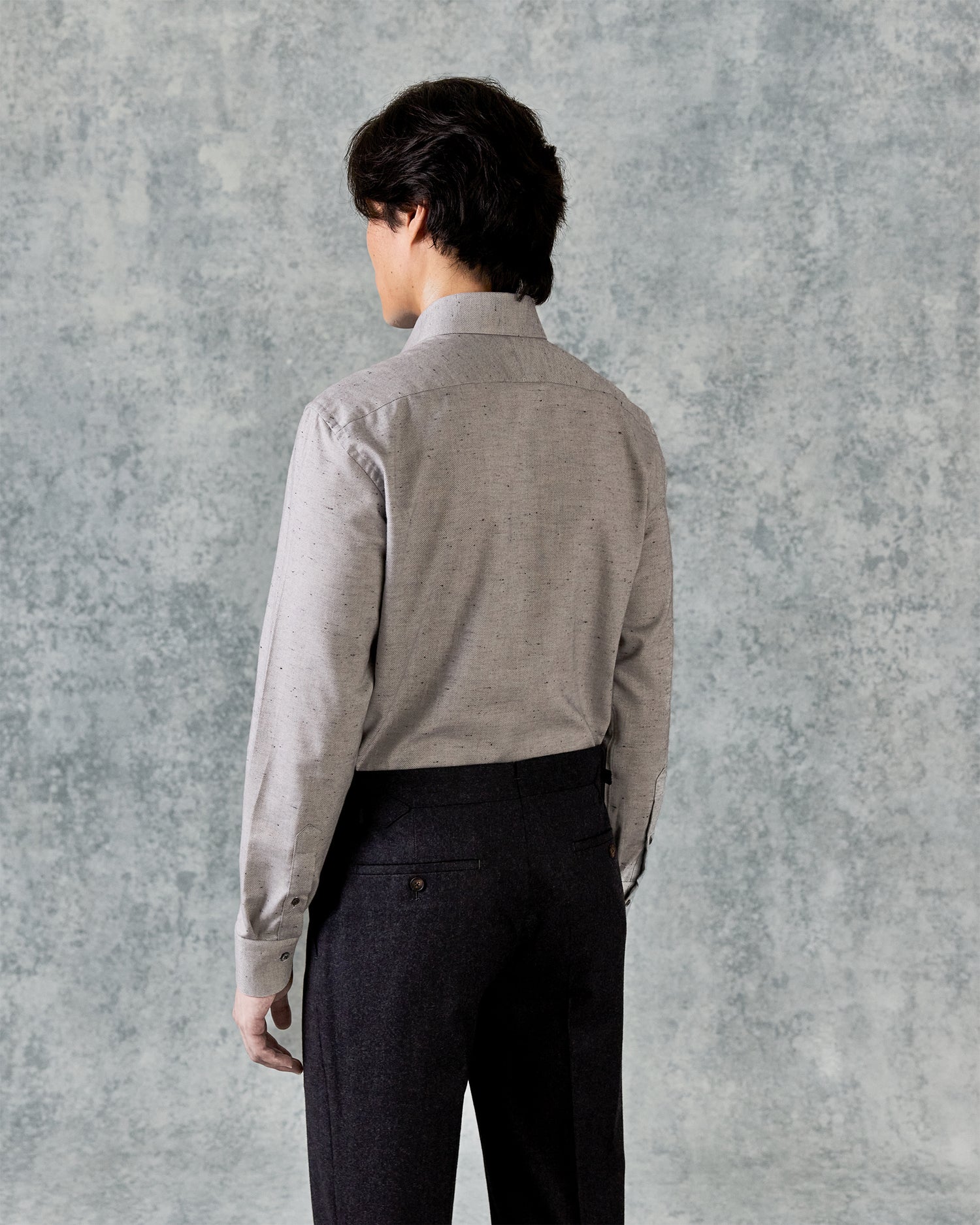 Swain Grey Spread Herringbone Shirt