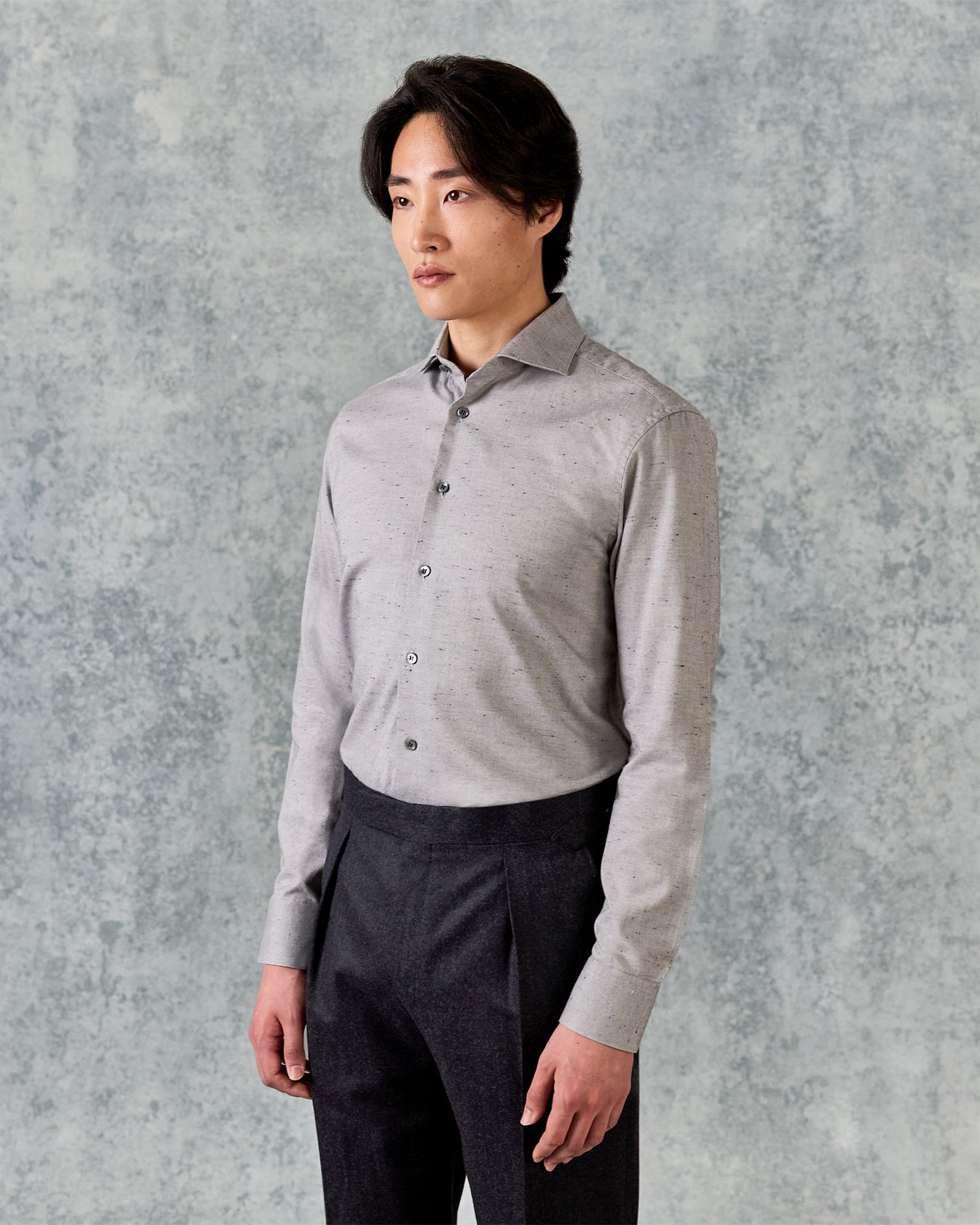 Swain Grey Spread Herringbone Shirt